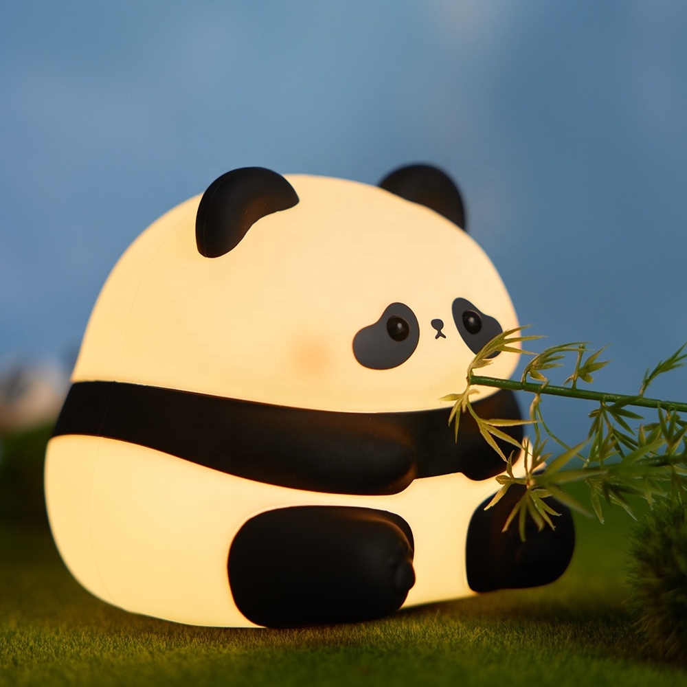 High quality Kawaii Panda LED Night Lamp Rechargeable Silicone Nightlight with Cartoon Design Cute Animal Night Light for Kids