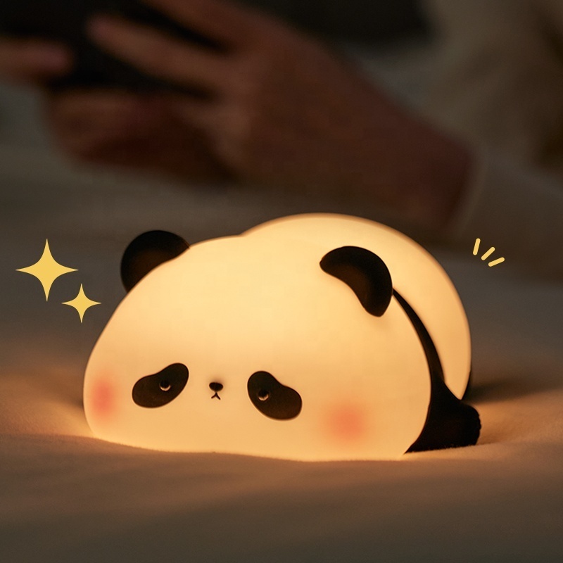 High quality Kawaii Panda LED Night Lamp Rechargeable Silicone Nightlight with Cartoon Design Cute Animal Night Light for Kids