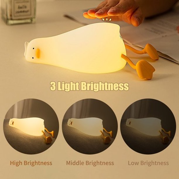 Cute Silicone Small Usb Baby Sensor Night Light Rechargeable Stuffed Animal Duck Night Light Lamp For Kids Room