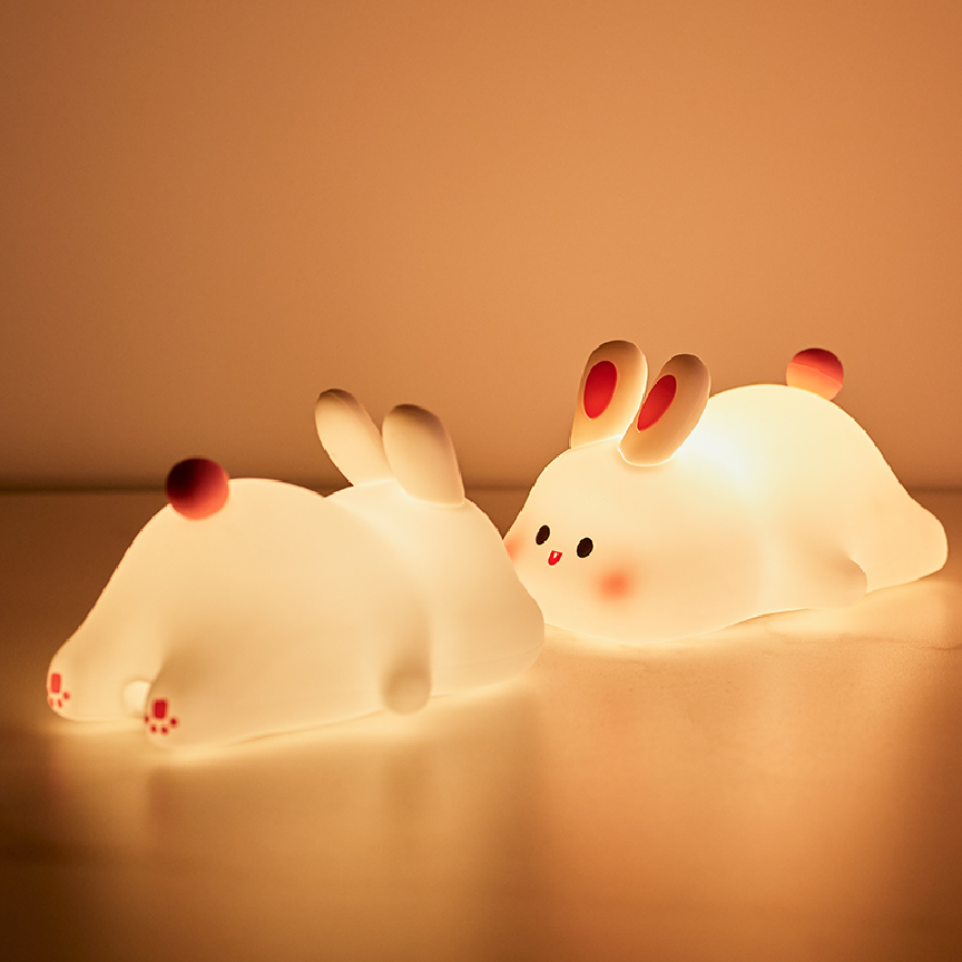 Mini lovely rechargeable led soft touch silicone night light for kids bunny lamp light up silicone animal night light