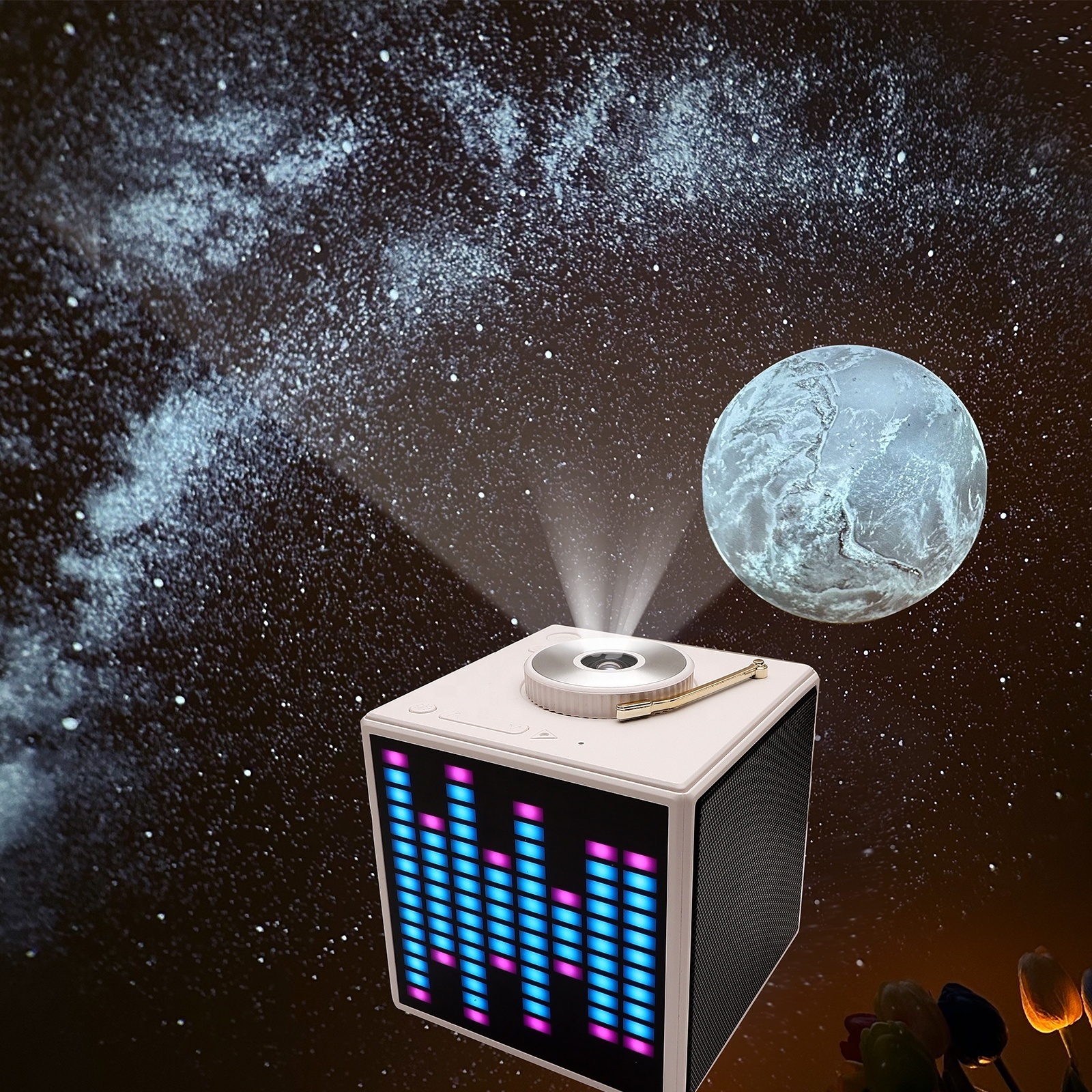 New HD Star Projector Saturn Earth Stars projection moon lamp Music Speaker Projection Lights For Bed Light Starry Night Lamp