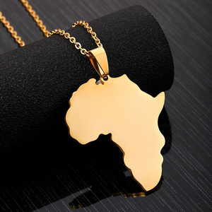 On Stock Wholesale Custom Couple Jewelry Map Pendant Necklaces Stainless Steel Women Men Africa Maps Necklace Jewelry