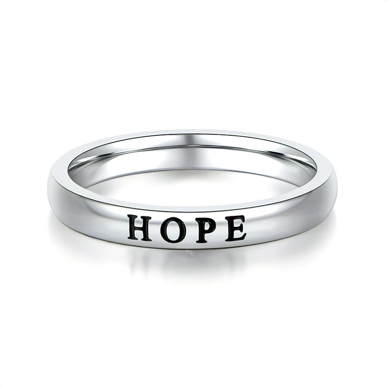 Fashion Jewelry Rings 3mm Custom Stainless Steel Hope Love Faith Letter Rings for Girls