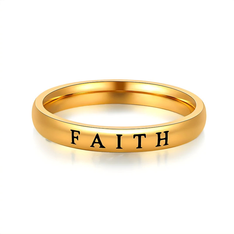 Fashion Jewelry Rings 3mm Custom Stainless Steel Hope Love Faith Letter Rings for Girls