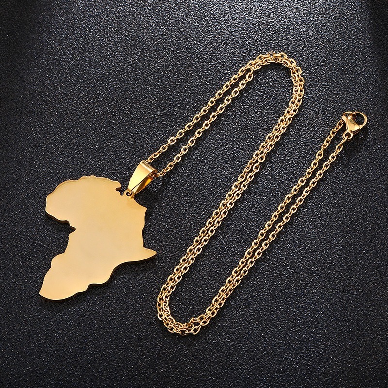 On Stock Wholesale Custom Couple Jewelry Map Pendant Necklaces Stainless Steel Women Men Africa Maps Necklace Jewelry