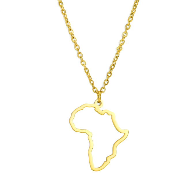 Stainless steel necklace jewelry custom gold plated country map africa map necklace