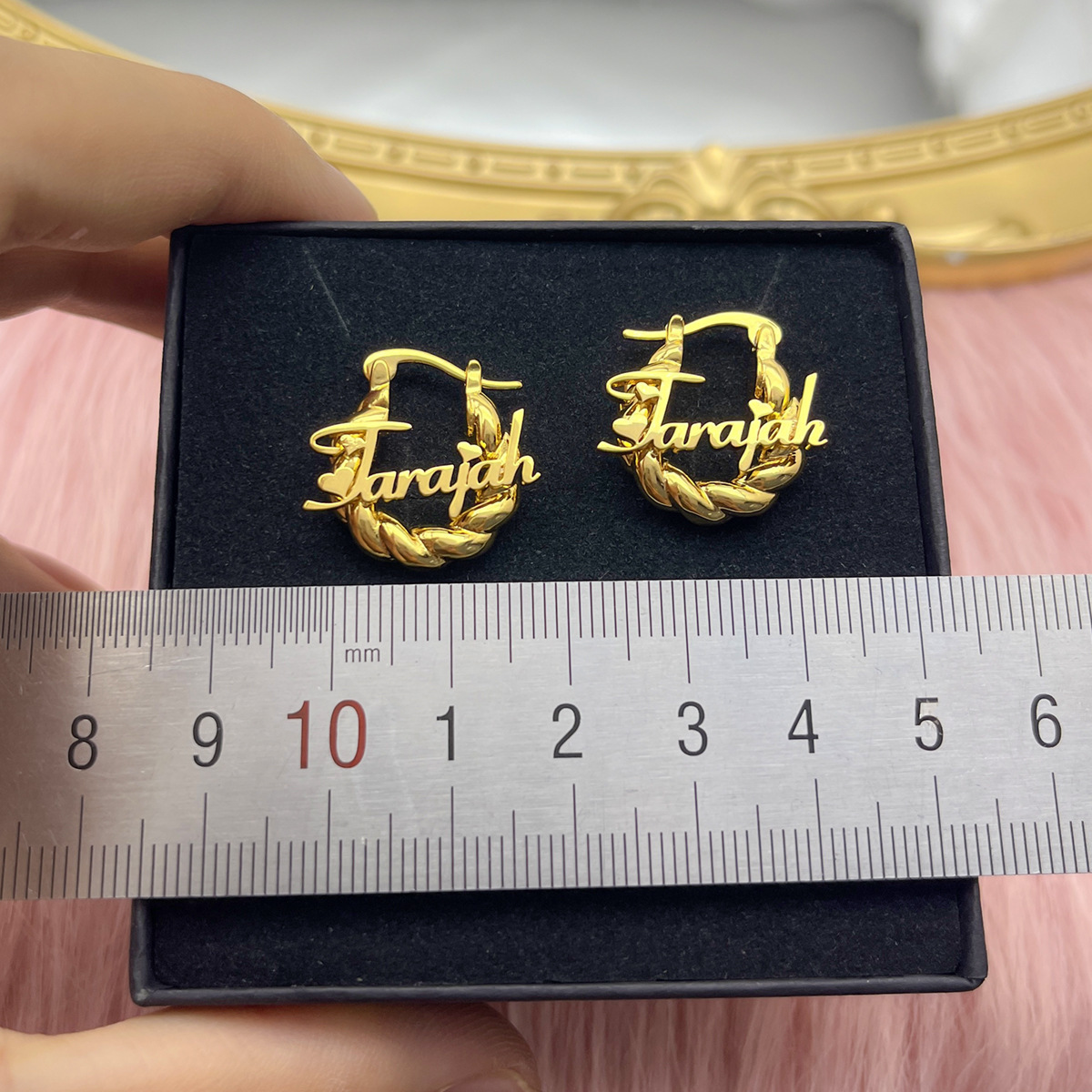 Newest Design 18K Gold Plated Hoop Earrings Name Bracelets Letter Chains Necklaces Custom Jewelry Sets for Baby Gift