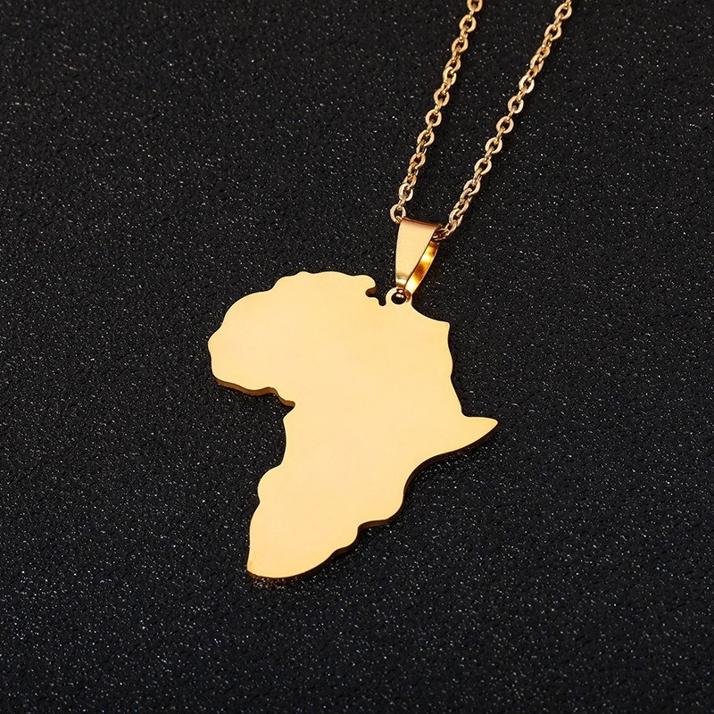 On Stock Wholesale Custom Couple Jewelry Map Pendant Necklaces Stainless Steel Women Men Africa Maps Necklace Jewelry