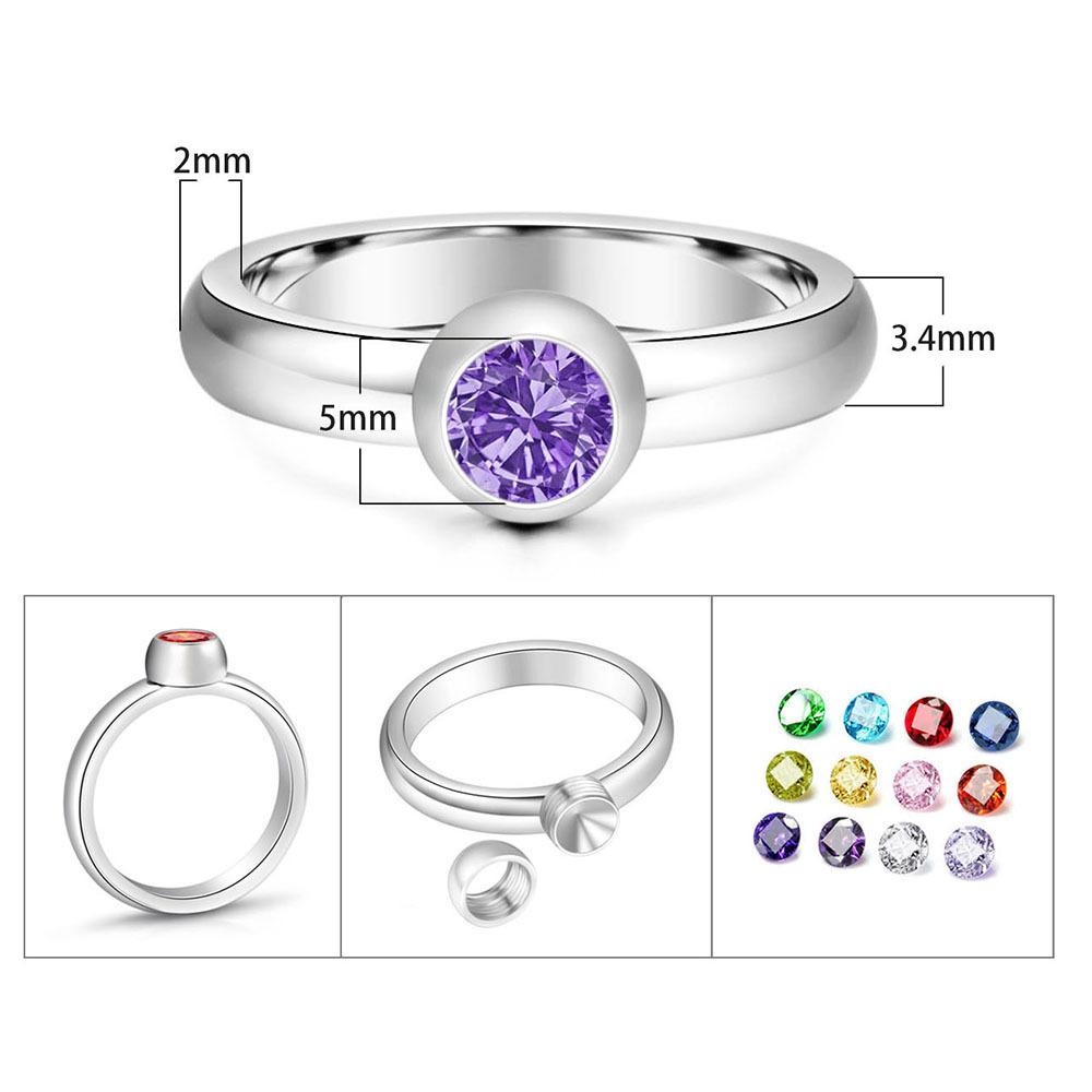 Fashion Minimalist Stainless Steel Rings for Women Interchangeable Birthstone CZ Wedding Rings Jewelry Gifts