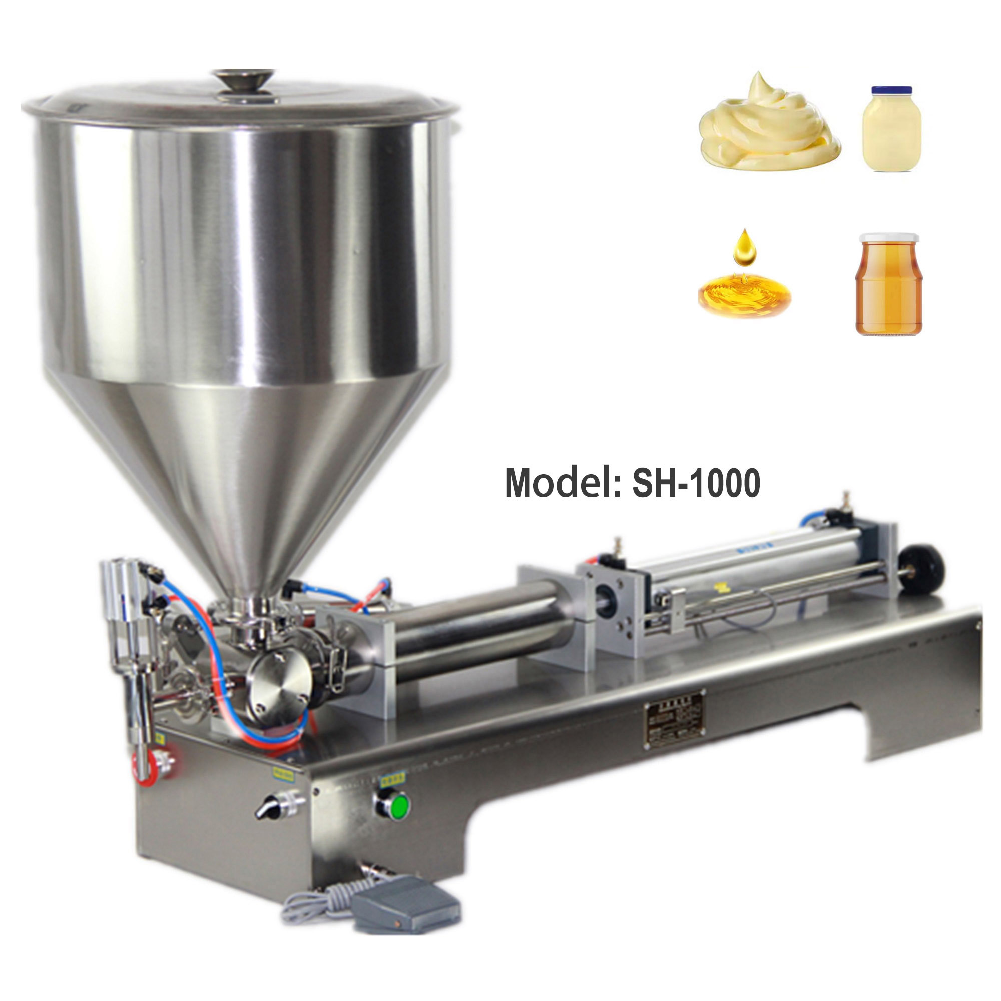 SH-1000 Pneumatic Peanut Butter Viscous Liquid Tomato Paste Sauce Honey Semi-Automatic Filling Machine