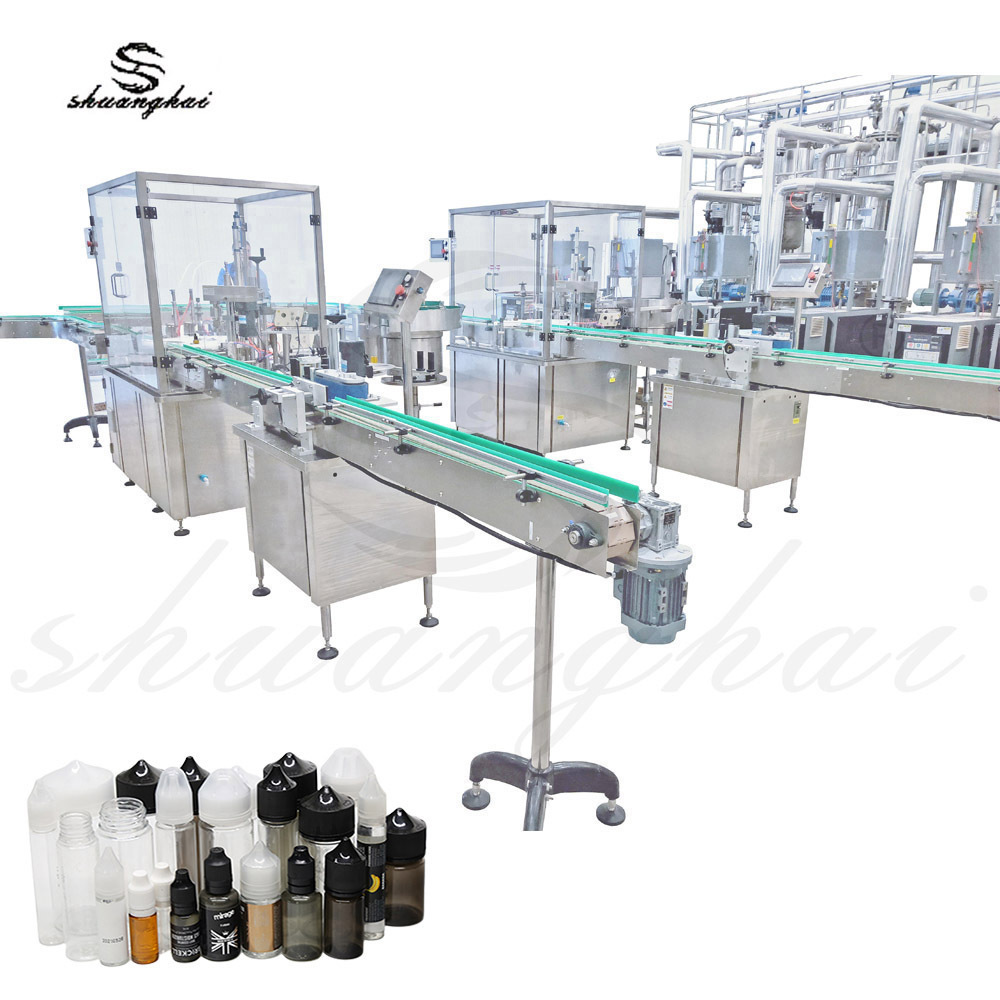 Automatic 3 in 1 Liquid Filler Line 10ml 20ml 30ml Vegetable Glycerin Oil Filling Labeling Capping Machine