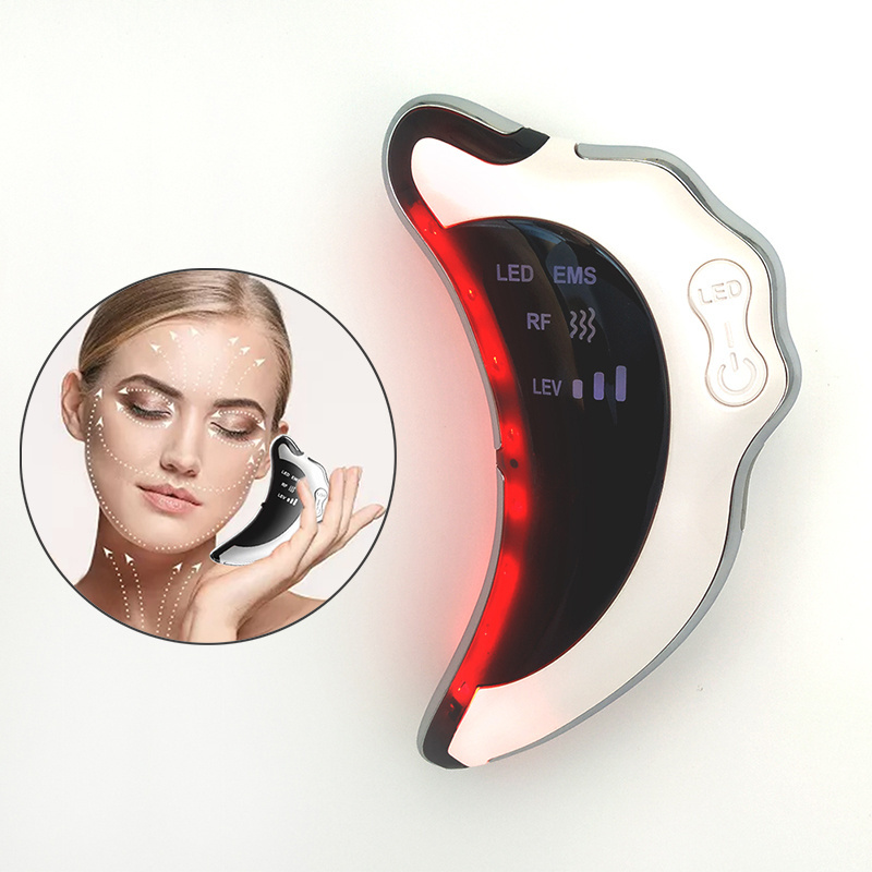 Custom Electric Face Massager LED EMS Microcurrent Scraping Massage Masajeador Gua Sha Facial Tool