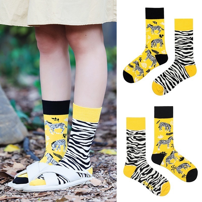 Colorful Funny Funky Crazy Novelty Patterned Dress odd Unisex AB asymmetrical Mismatched  Socks