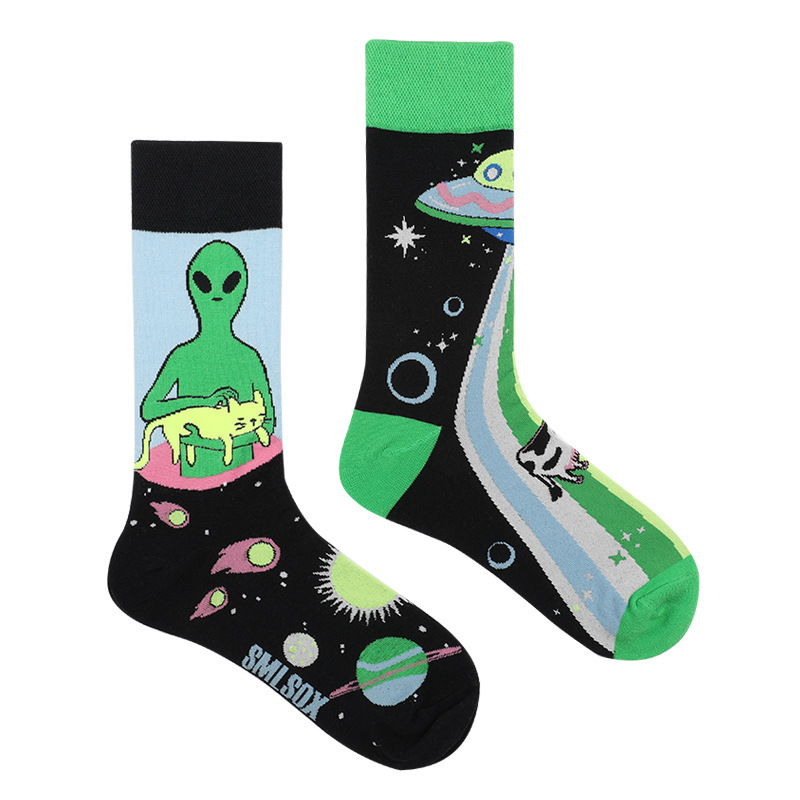 New designer custom logo good cotton high quality fashion cool dress unisex Ab Mismatched socks