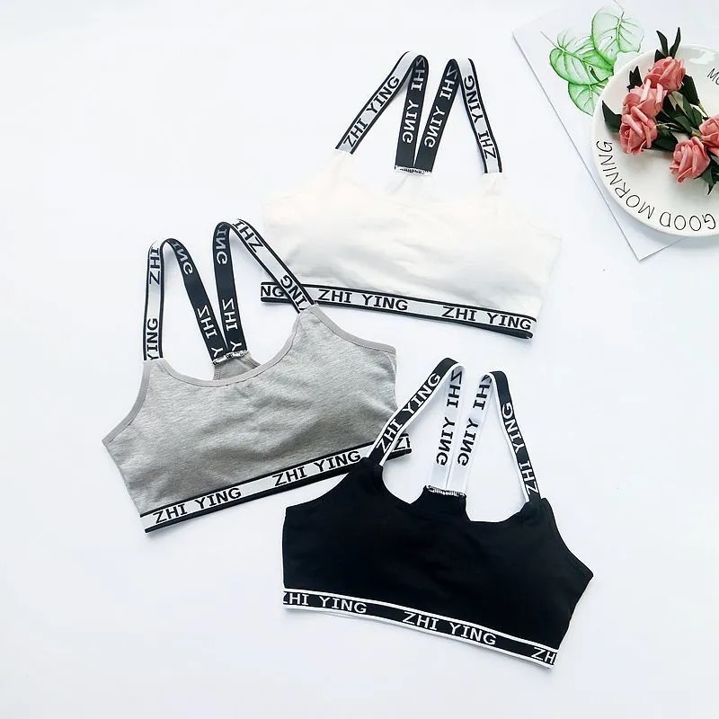 training bras for young girls sling letter movement seamless girl sport bra tube top wrap chest