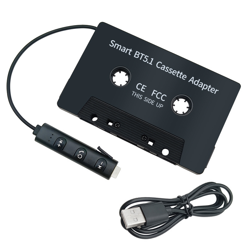 Retro Wireless Car Audio Cassette Adapter Renovation Player Tape BT Cassette Adapter Tape with handsfree call microphone jack