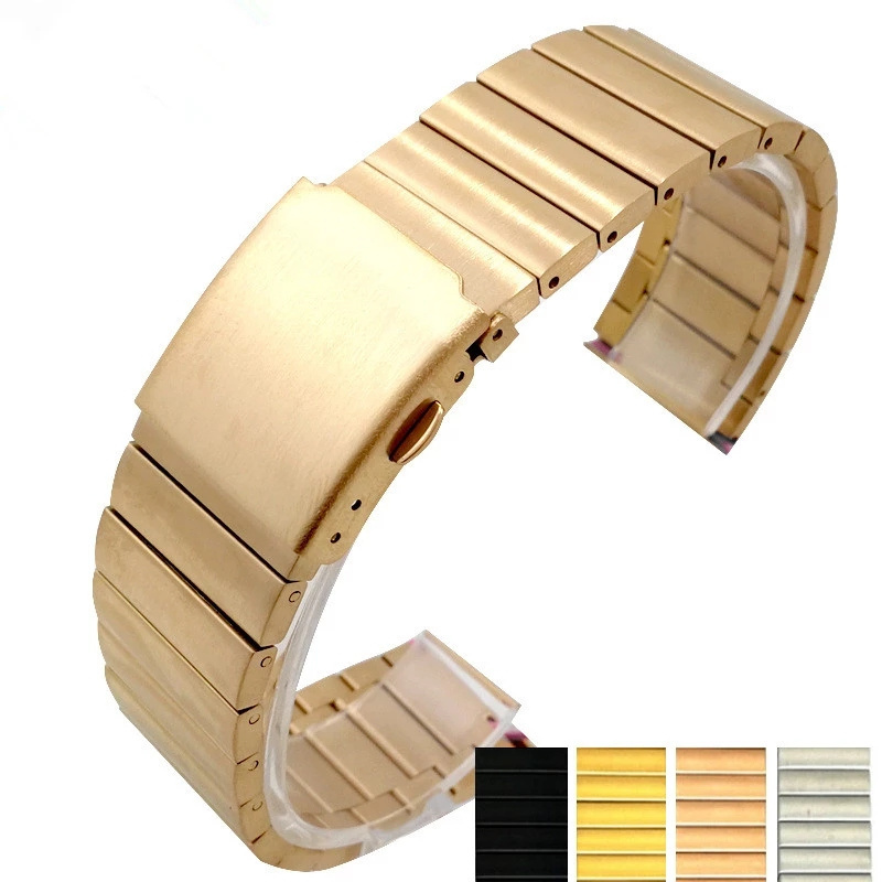 Black Rose Gold Luxury Men Stainless Steel Watch Band Strap