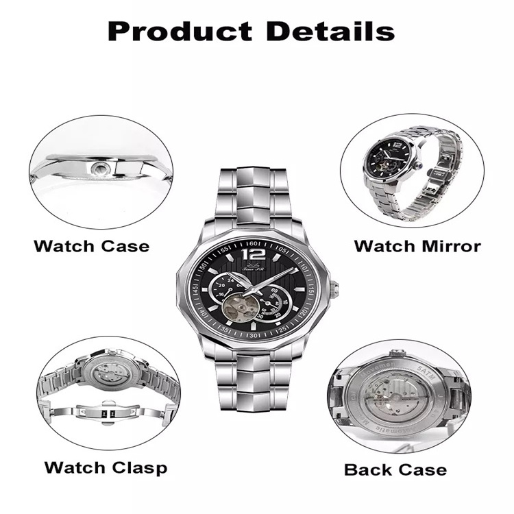 Custom Stainless Steel Automatic Mens Automatic Watch Mechanical Watches For Men