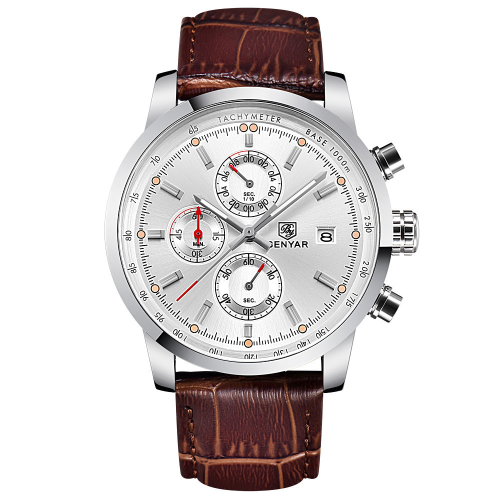 Watch Men Analog Top Brands Men Watches Wrist Leather Luxury Stylish White Dial Men's Watch