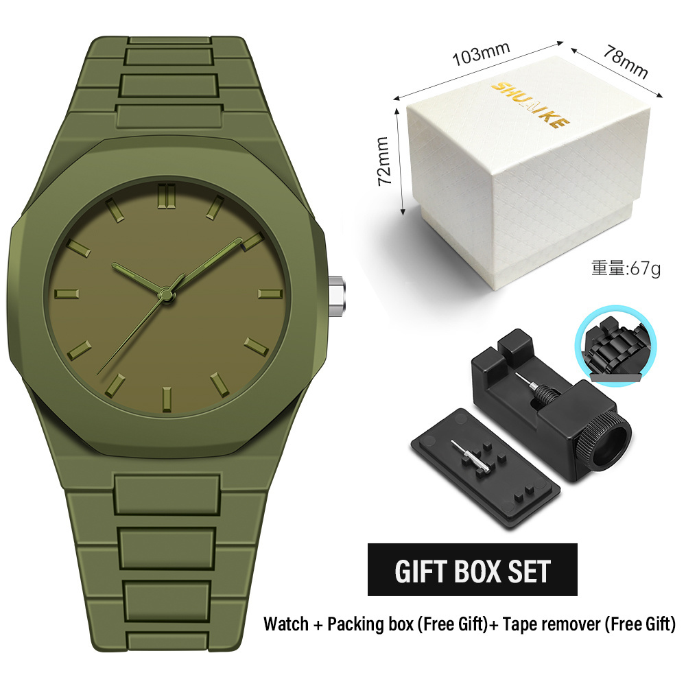 New Fashion Glass Crystal Waterproof Quartz Watch Classic Creative Plastic Material Case Wrist Men's Quartz Watch Gift Box Set