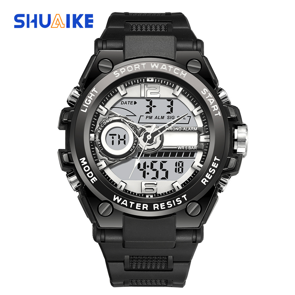 New SHUAIKE 954 Sport Men Quartz Digital Watch Creative Diving Watches Men Waterproof Watch Dual Display Clock Relogio Masculino