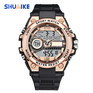 New SHUAIKE 954 Sport Men Quartz Digital Watch Creative Diving Watches Men Waterproof Watch Dual Display Clock Relogio Masculino