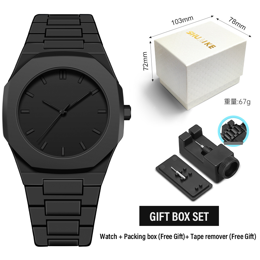 New Fashion Glass Crystal Waterproof Quartz Watch Classic Creative Plastic Material Case Wrist Men's Quartz Watch Gift Box Set