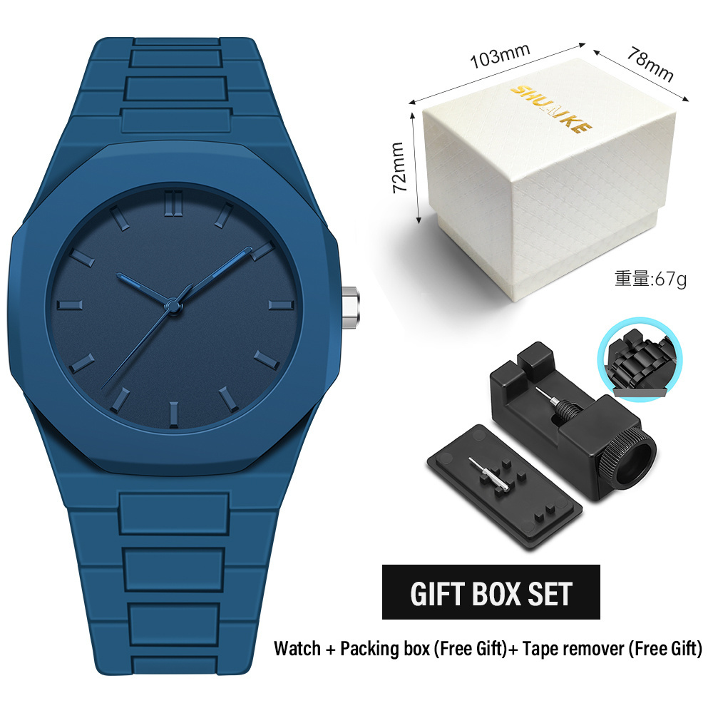 New Fashion Glass Crystal Waterproof Quartz Watch Classic Creative Plastic Material Case Wrist Men's Quartz Watch Gift Box Set