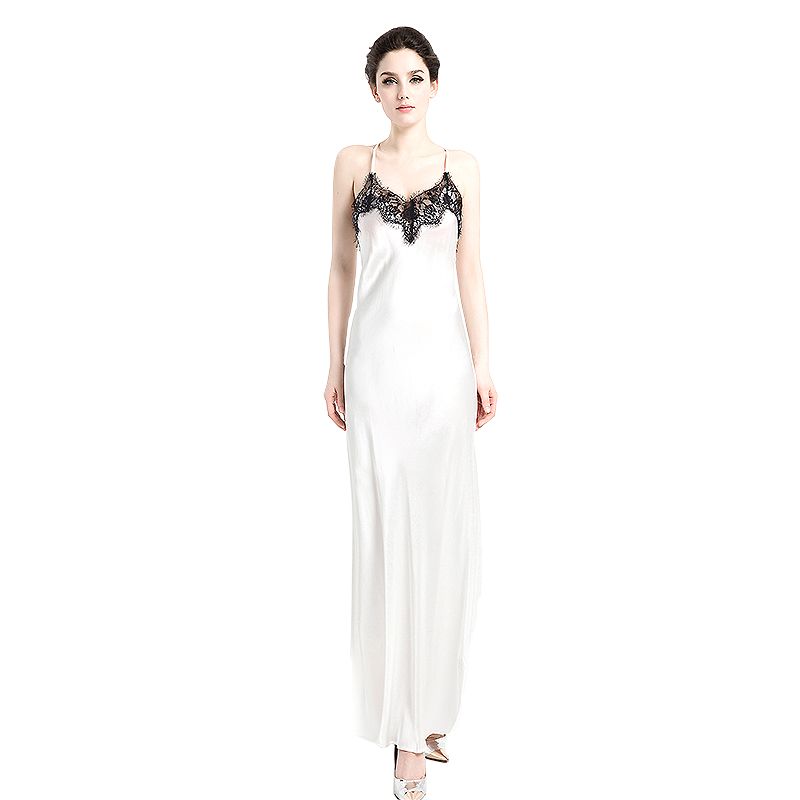 Luxury Elegant Breathable Silk Maxi Night Dress 100% Pure Silk Dress