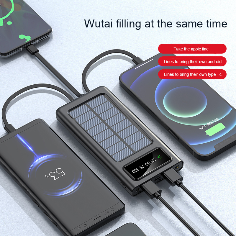 Waterproof Solar Power Bank 20000mah 10000mah Li-polymer Battery Charger Travel Solar Power Bank With Led Flashlight