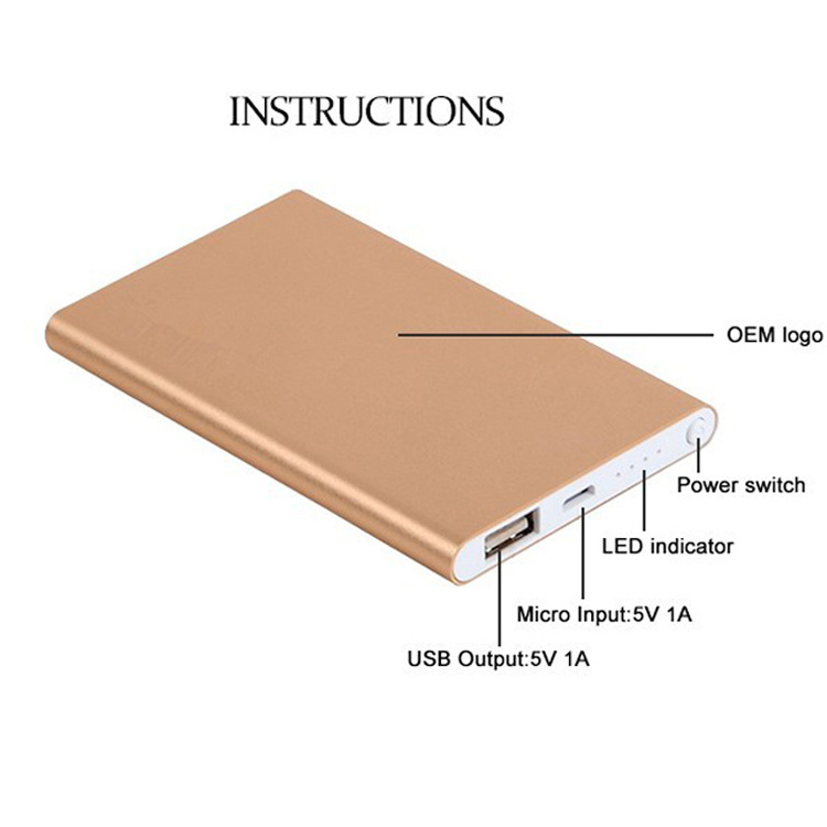 Power Bank Custom Logo Ultra Thin Portable Power Bank 4000mah Battery Charger For Gift Smart Phone Power Bank