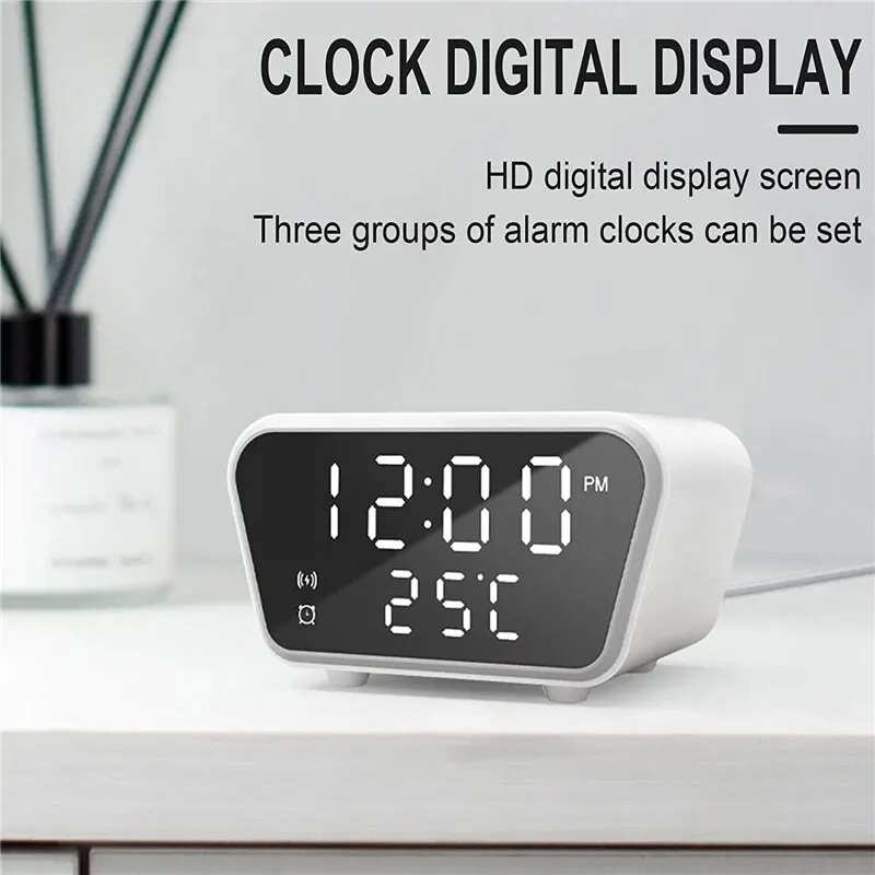 Digital Wireless Charging With Alarm Clock Temperature Smart Alarm Clock With Wireless Phone Charger