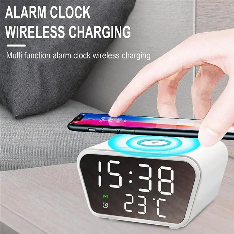 Digital Wireless Charging With Alarm Clock Temperature Smart Alarm Clock With Wireless Phone Charger