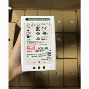 Mean Well DRC-100B 100W 27.6V Ac Ok Security System Din Rail With Battery Charger Cctv Ups 24v power supply with battery backup