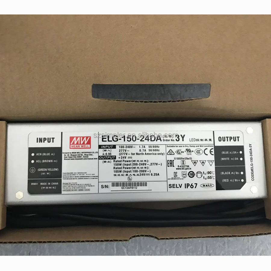 Meanwell Elg-75-24Da Led Street Light Driver 75W 24Voltage Dali Dimmable Ip67 Waterproof Metal Enclosure Switching Power Supply