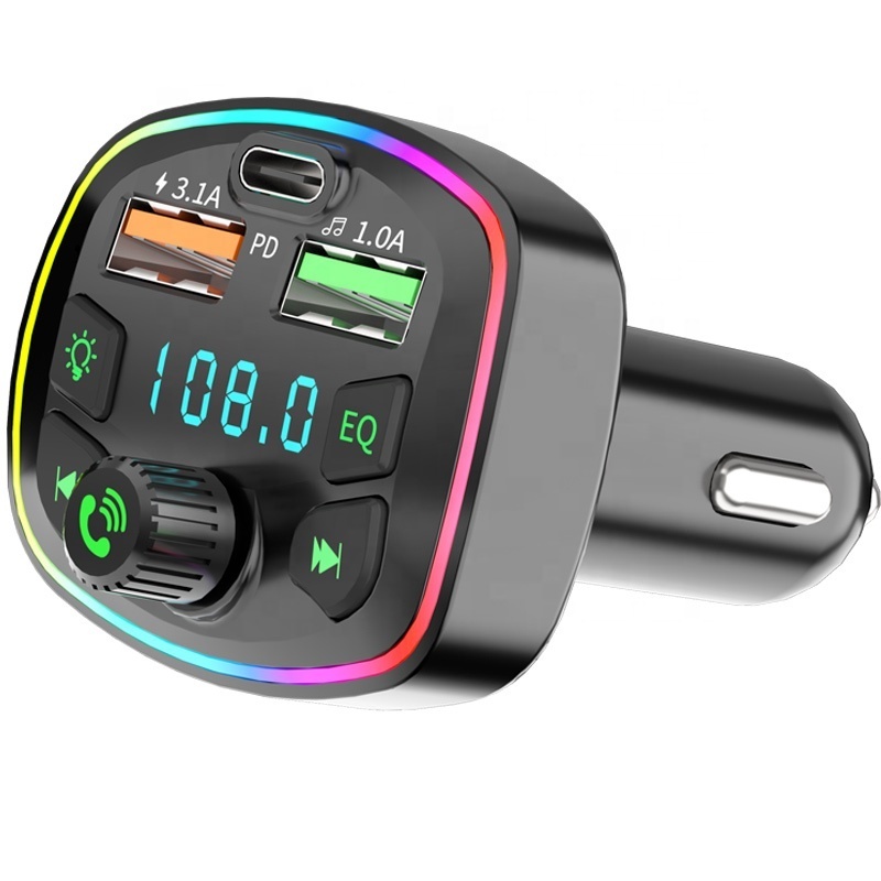 EQ Type C PD 18W 3.1A USB  Quick Car Charger TF Play Mp3 Player audio FM Transmitter Wireless FM Transmitter car MP3 player