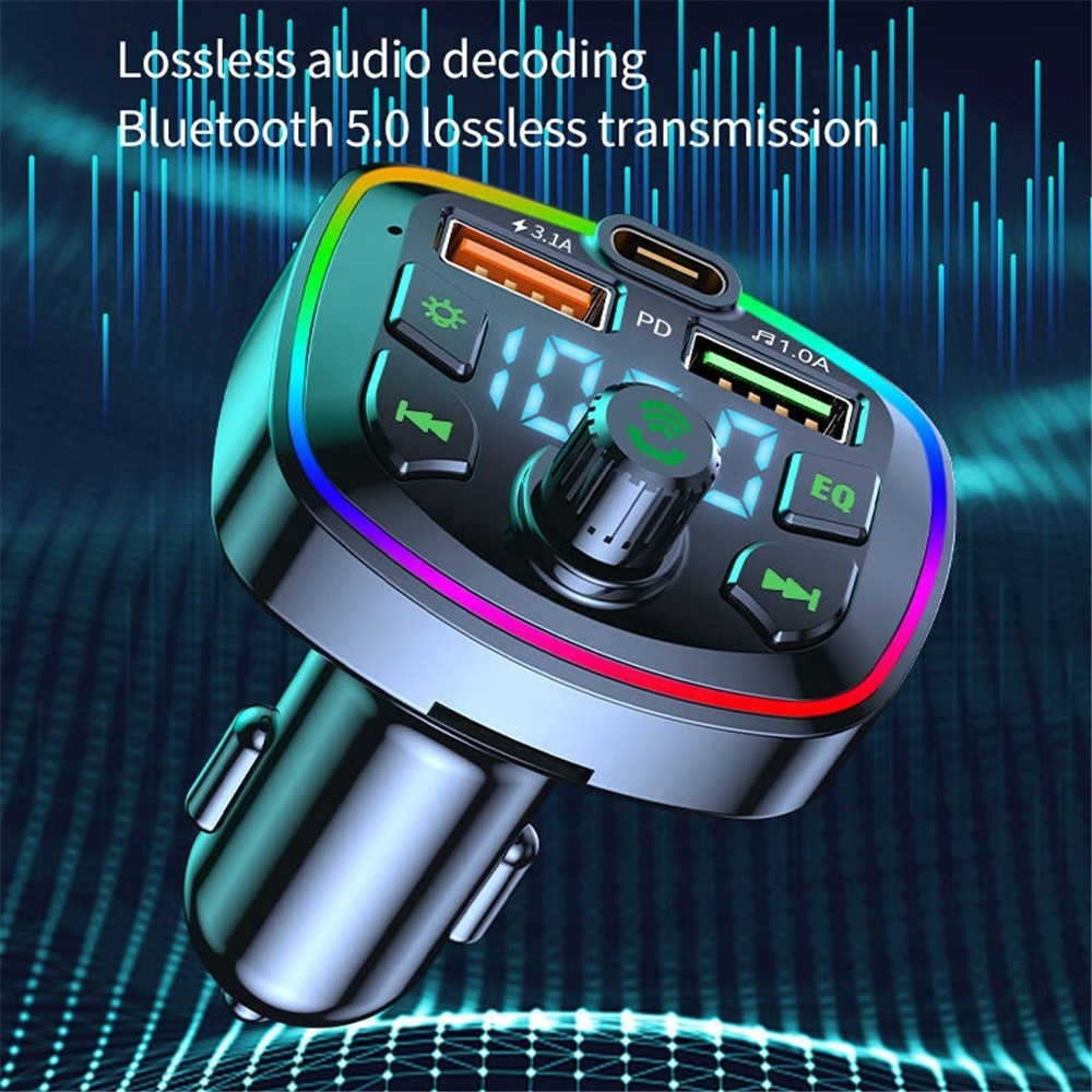 EQ Type C PD 18W 3.1A USB  Quick Car Charger TF Play Mp3 Player audio FM Transmitter Wireless FM Transmitter car MP3 player