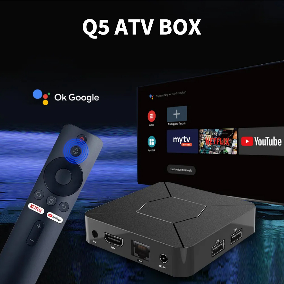 GYS Android 10 Smart TV Box Streaming H313 2gb 8gb Q5 Set Top TV Digital Android TV Box with Voice remote