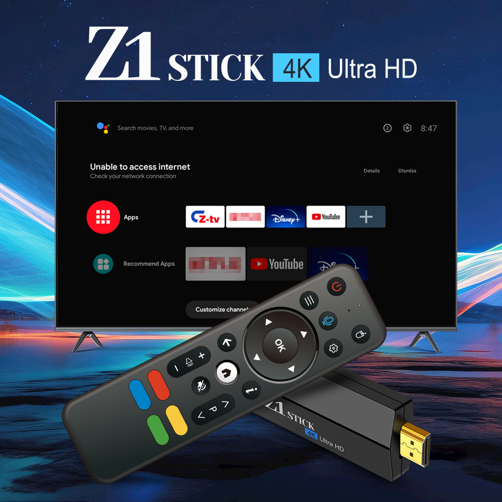 GYS  Z1 Stick Android TV Dongle 2 4g 5g Wifi Allwinner H313 Set Top Box Smart TV stick 4k android TV Voice Control