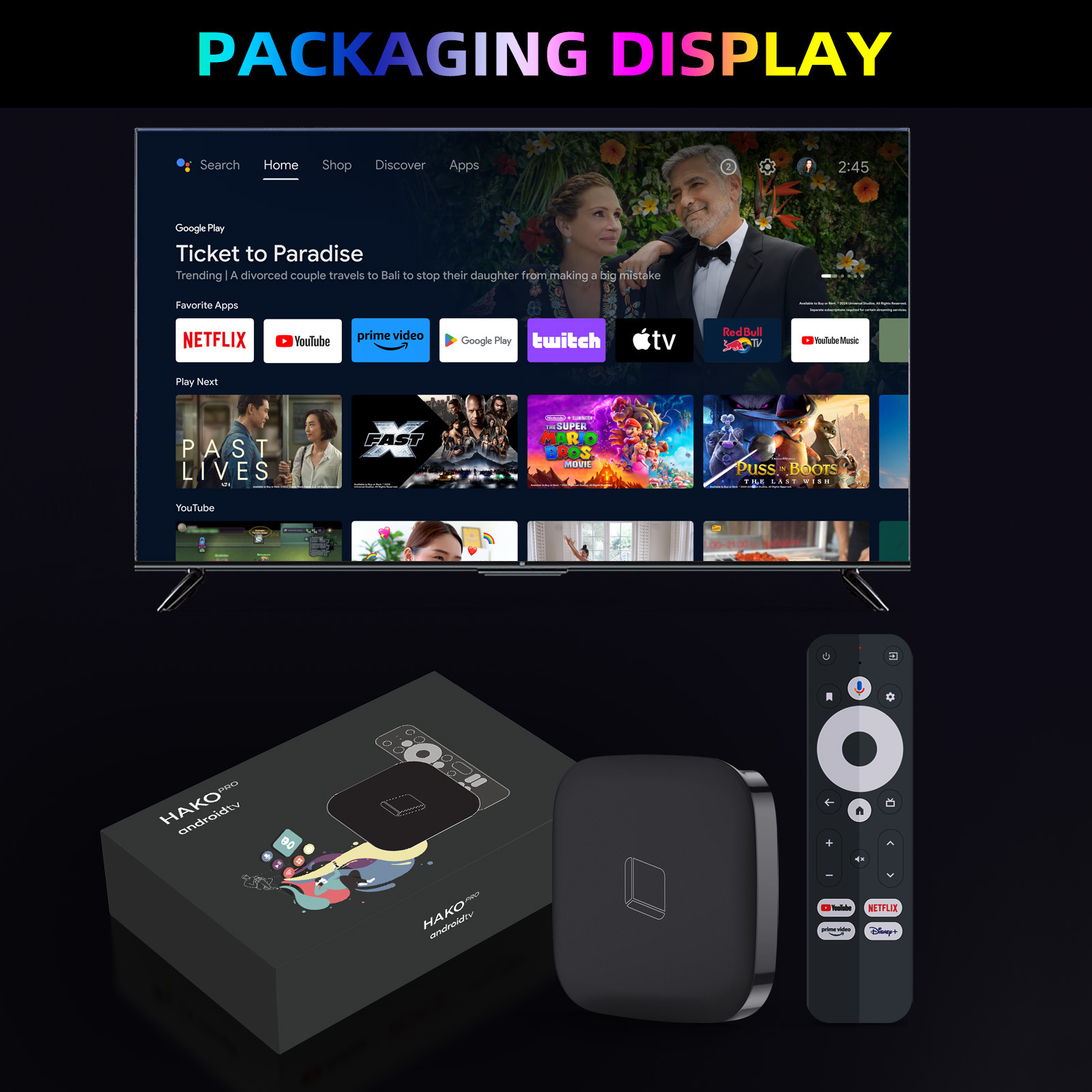 GYS Newest HAKOPro S905Y4-B Android Tv Box 4k Android 11.0 Tv Box Quad Core BT 5.0 4k Android Tv Box