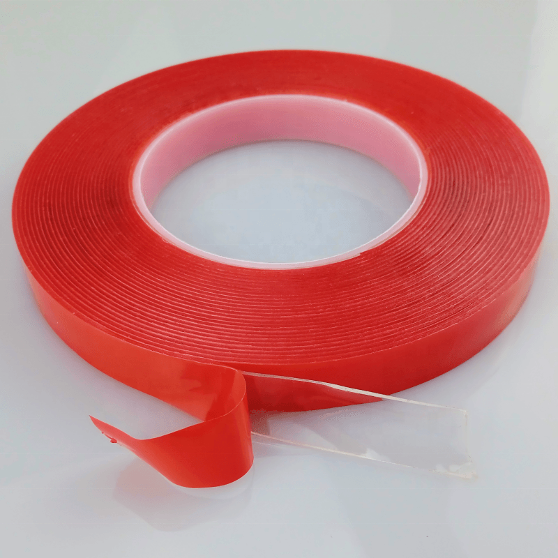 Super Strong Stick Transparent Two Double Sided Red Contact Tape Strip Acrylic Adhesive Foam Tape