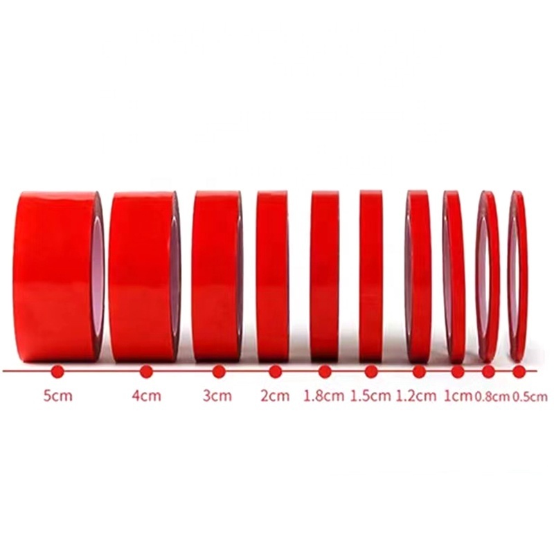 Super Strong Stick Transparent Two Double Sided Red Contact Tape Strip Acrylic Adhesive Foam Tape