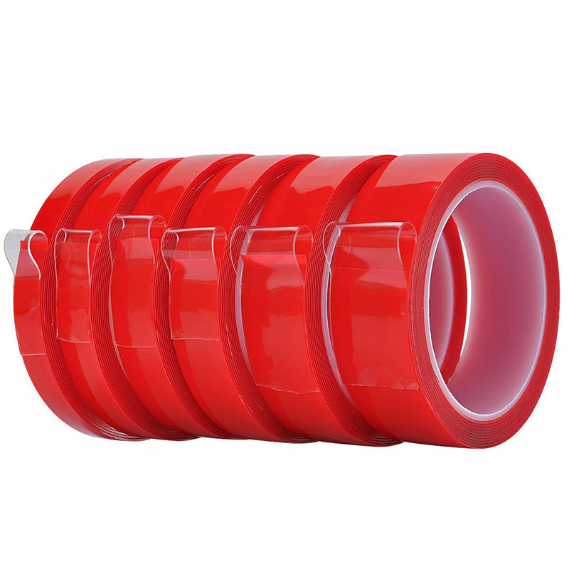 Double Sided Tape Transparent In Roll Red Removable Clear Mounting Acrylic Colorless Adhesive