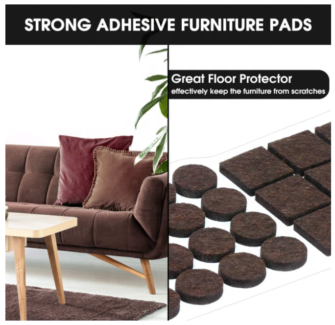 Customized Non Slip Chair Leg Floor Protection Foot Pads Anti Slip Self Adhesive Felt Furniture Pads