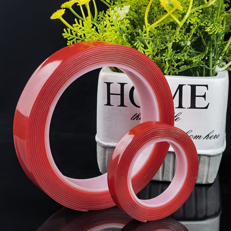 Double Sided Tape Transparent In Roll Red Removable Clear Mounting Acrylic Colorless Adhesive