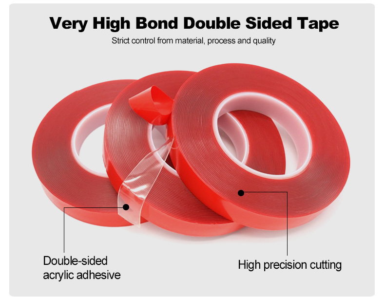 Custom Adhesive Double Sided Clear Stick Gum Coated Acrylic Heavy Duty Mounting Transparent Foam Tape