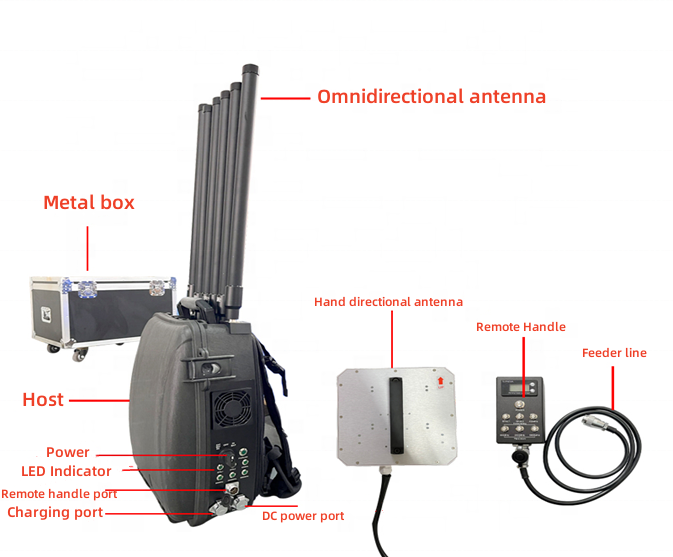 Shoulder Back Type Anti Drone Backpack Multifunctional Uav Blocker Drone detector System