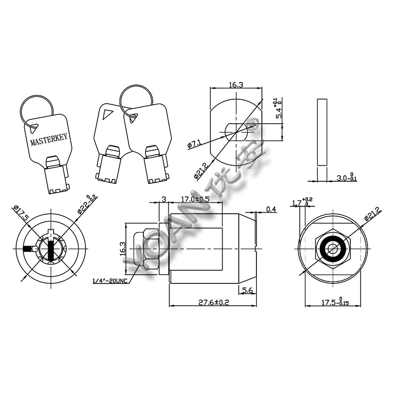 SW2207 Window Security Mini Tubular Push Lock For Display Cabinet Lock