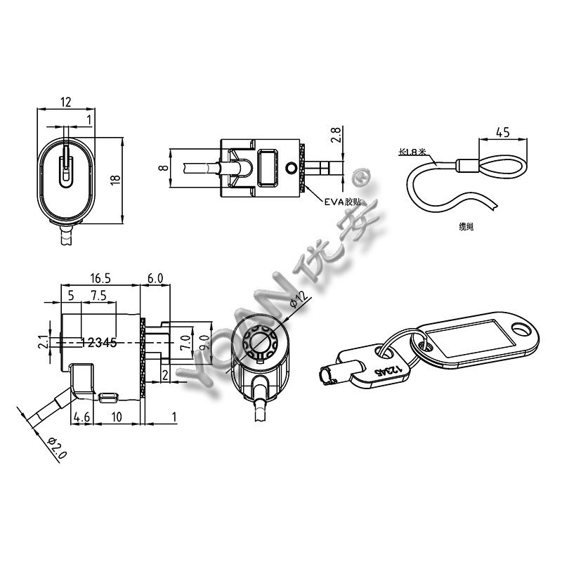 factory supply Laptop Lock 4 digital cable password lock computer lock for desktop