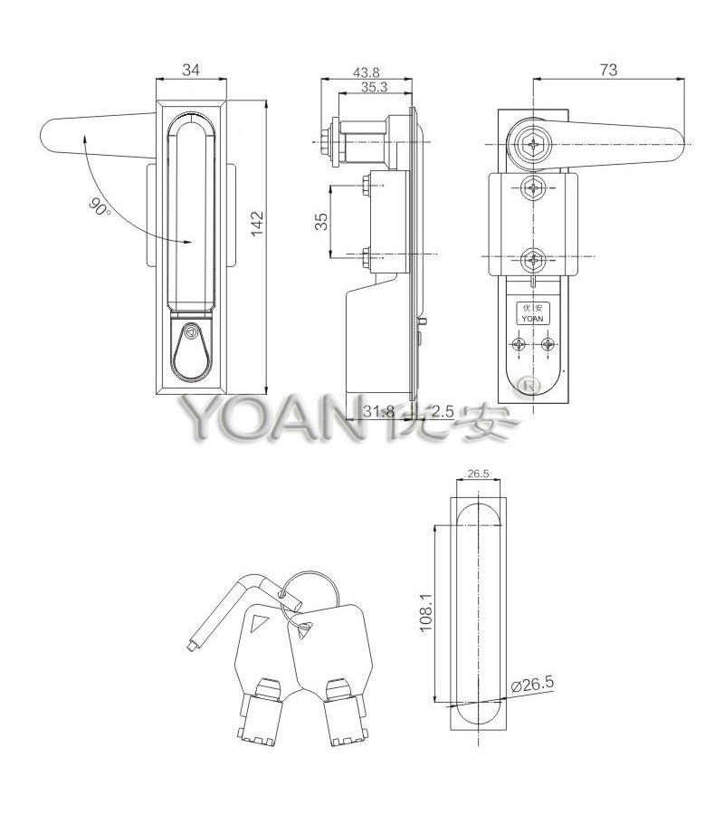 Rx 480 the high security t handle lock gun cabinet locks with tubular key